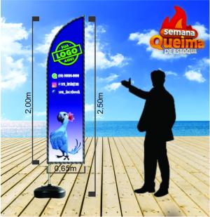 wind banner  2,50 Metros Base Reforçada com Rosca de Segurança 2,50M X 0,65M DUPLA FACE - Impressão ULTRA HD - Epson Tecido 100% Poliester FACA   /   PENA   /   VELA  /  ÂNGULO Estrutura de Alumínio Desmontável