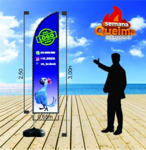 wind banner  3,00Metros Base Reforçada com Rosca de Segurança 3,00M X 0,48M DUPLA FACE - Impressão ULTRA HD - Epson Tecido 100% Poliester FACA   /   PENA   /   VELA  /  ÂNGULO Estrutura de Alumínio Desmontável